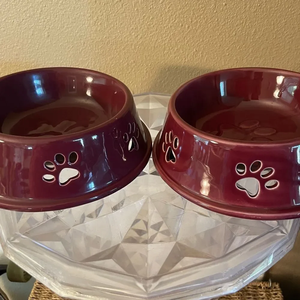 Top Paw Purple Plum Stoneware Dog Bowls